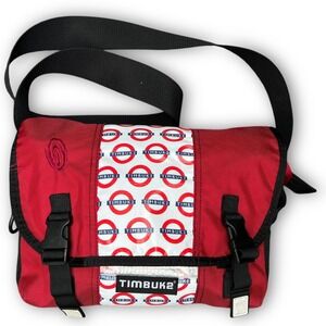 Timbuk2 Messenger Bag Unisex Medium Red London Underground Map Tube Logo RARE A4